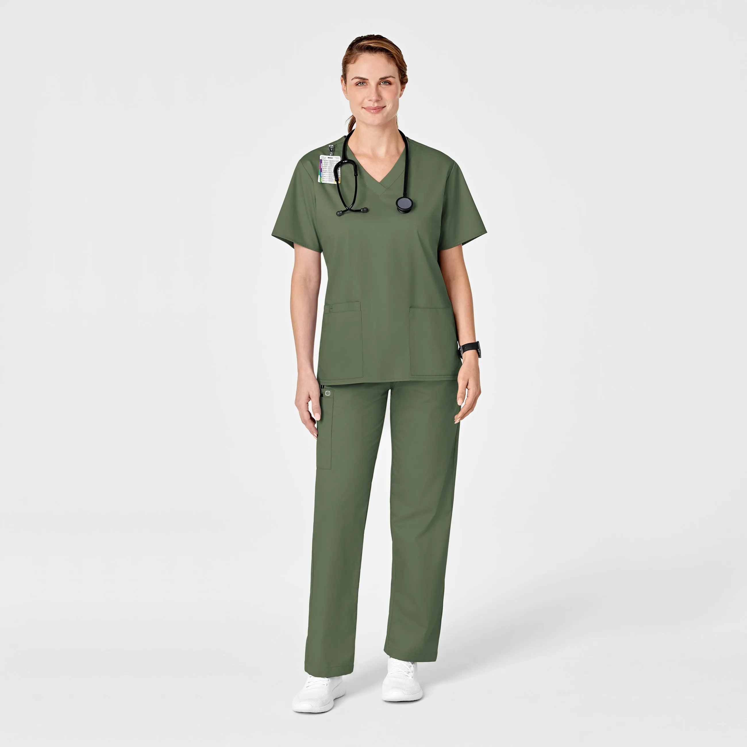 WonderWORK Women's Pull-On Cargo Scrub Pant - Olive