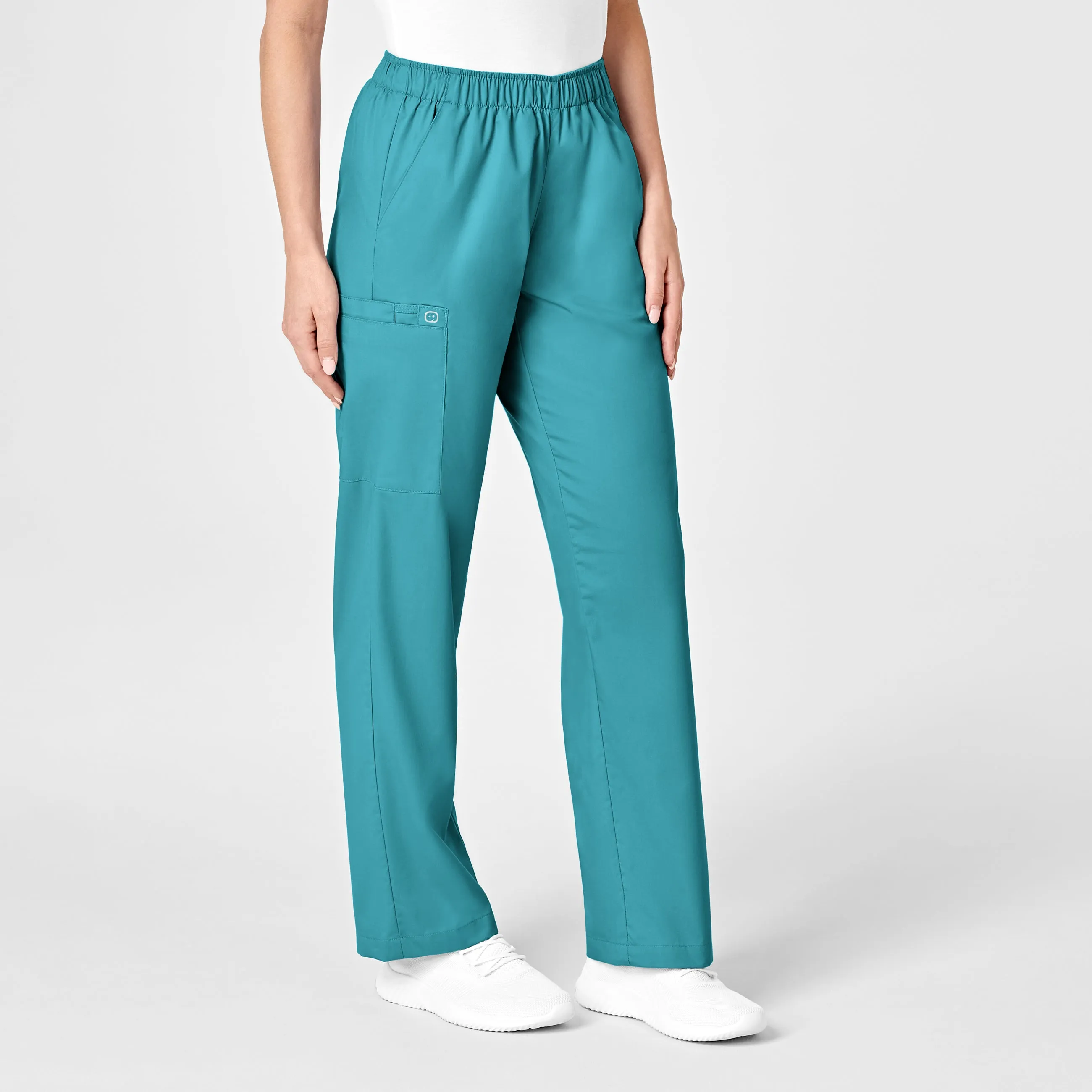 WonderWORK Women's Pull-On Cargo Scrub Pant - Teal Blue