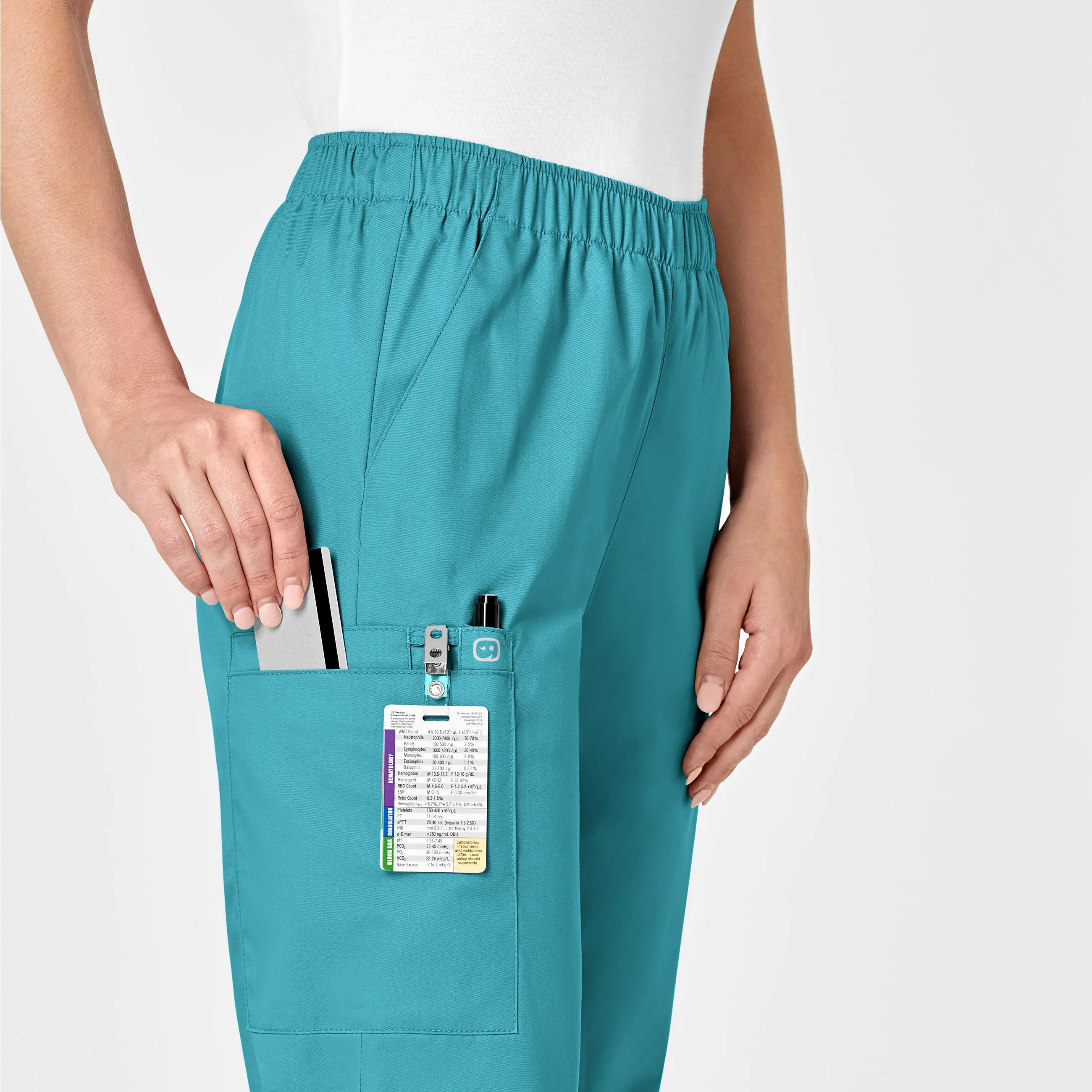 WonderWORK Women's Pull-On Cargo Scrub Pant - Teal Blue