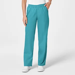 WonderWORK Women's Pull-On Cargo Scrub Pant - Teal Blue