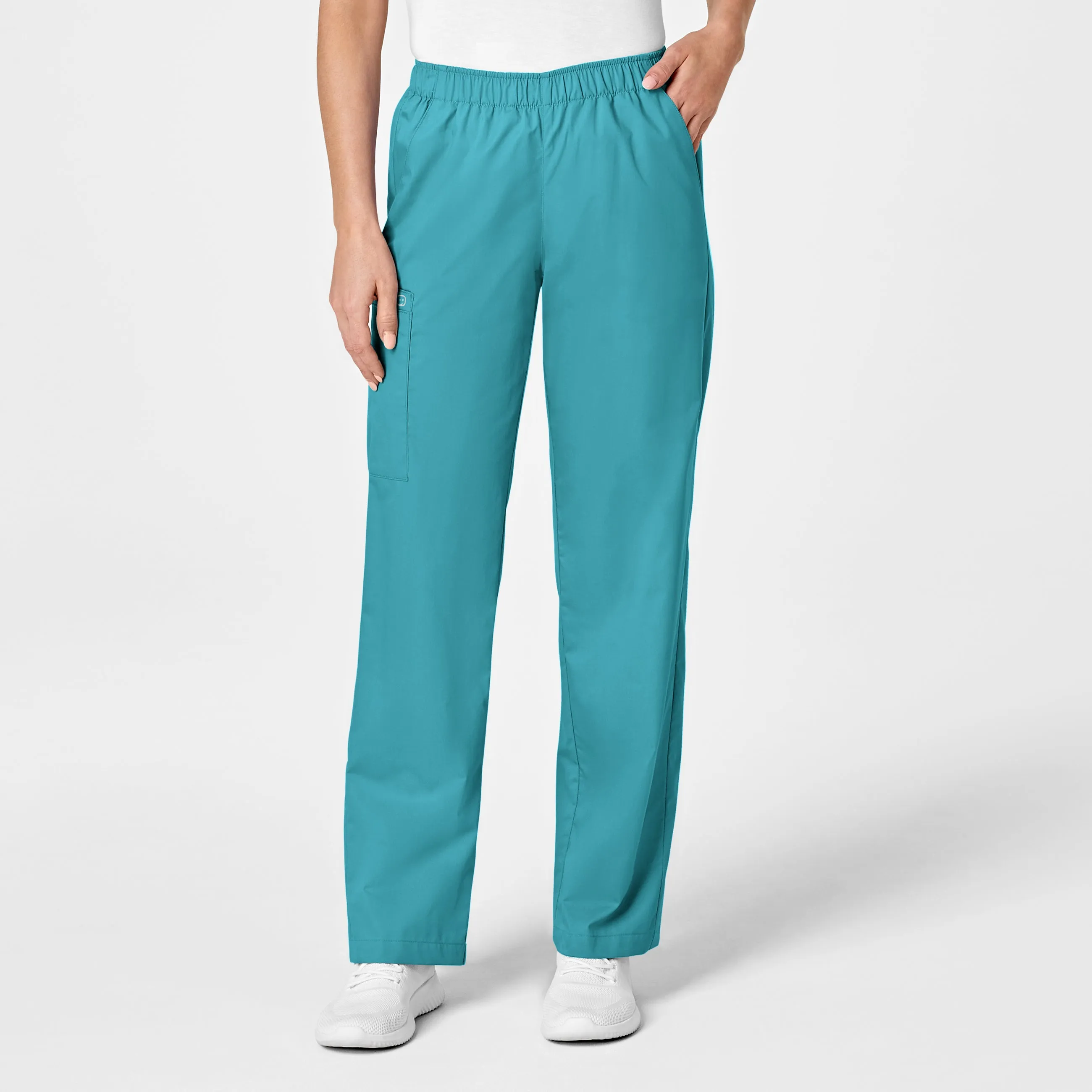 WonderWORK Women's Pull-On Cargo Scrub Pant - Teal Blue