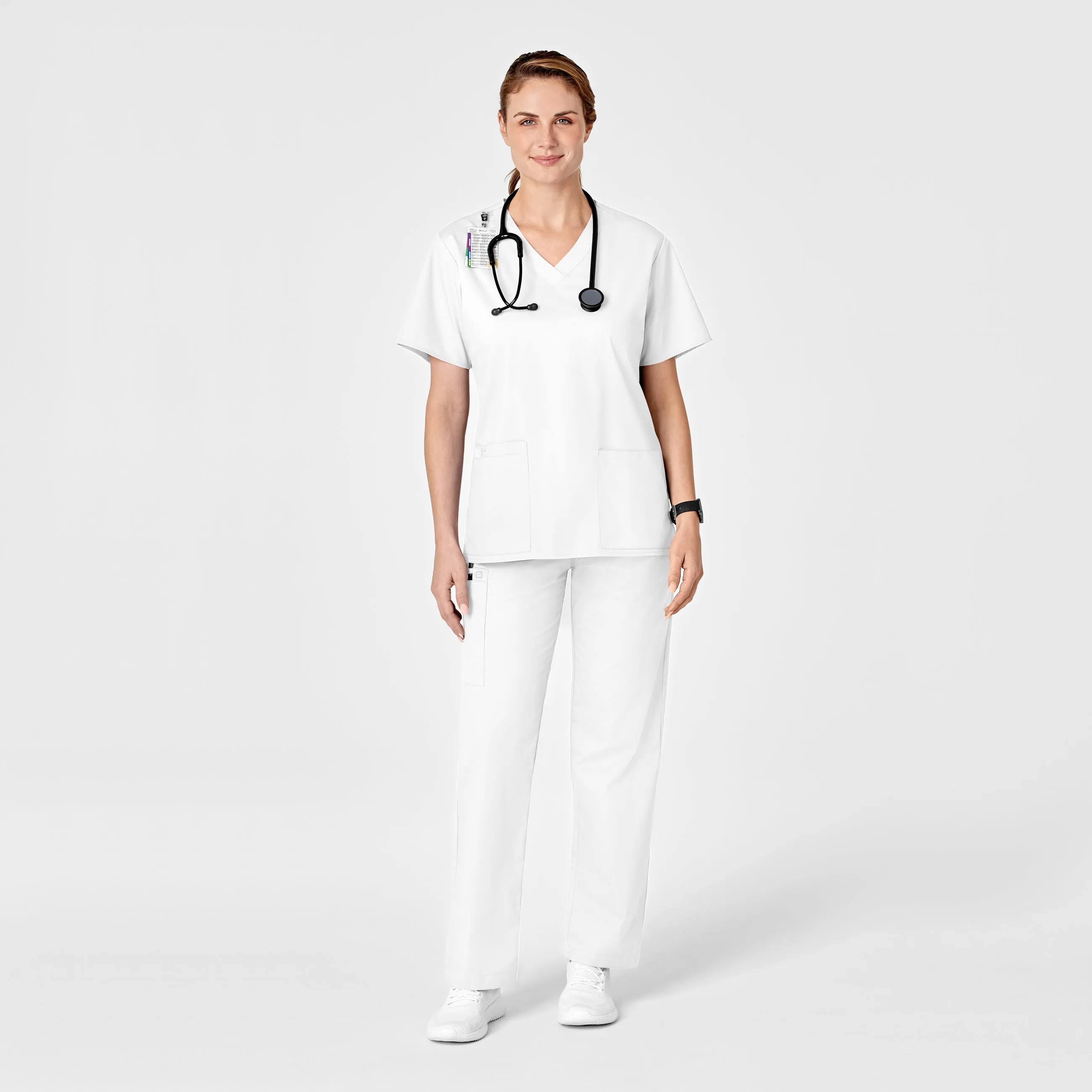 WonderWORK Women's Pull-On Cargo Scrub Pant - White