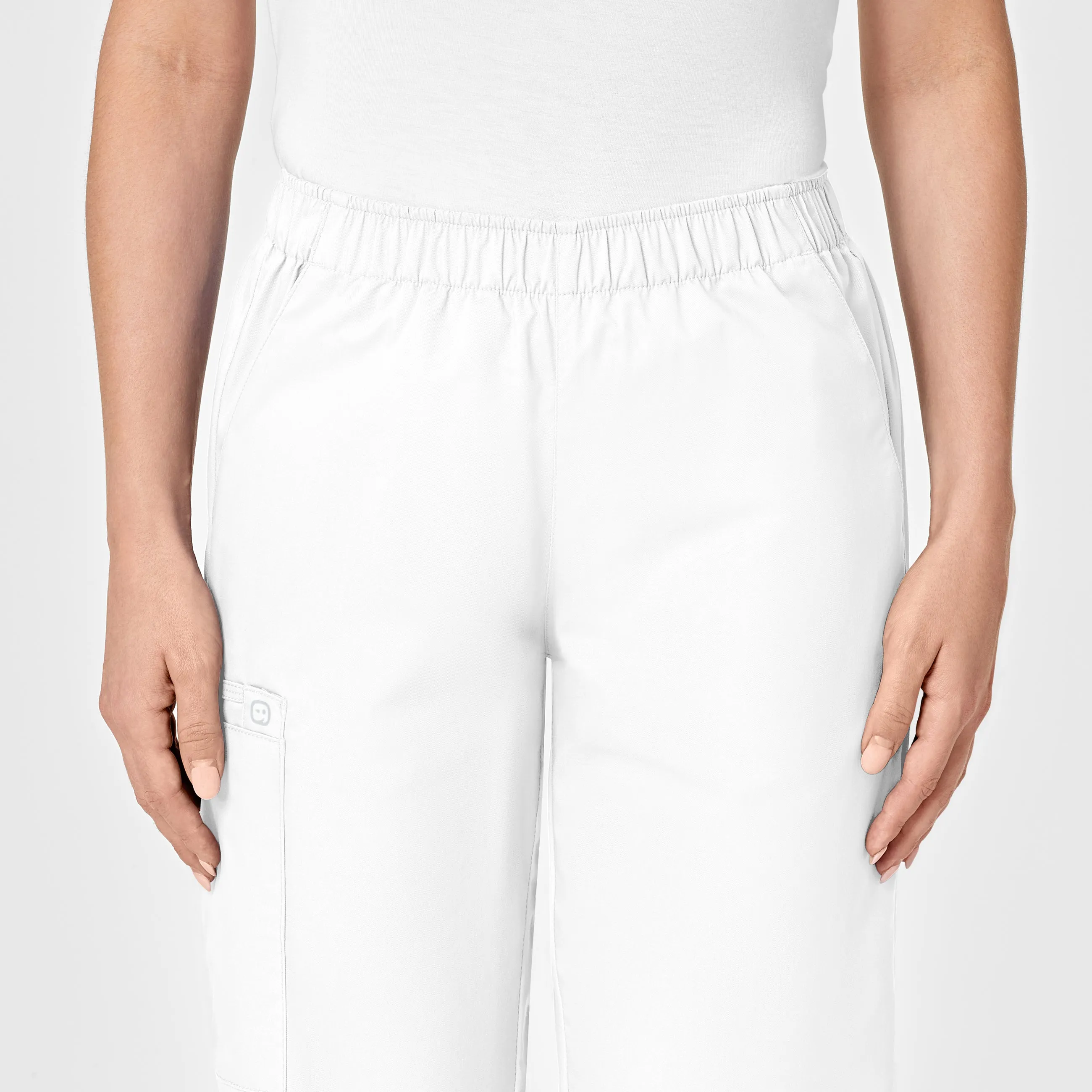 WonderWORK Women's Pull-On Cargo Scrub Pant - White