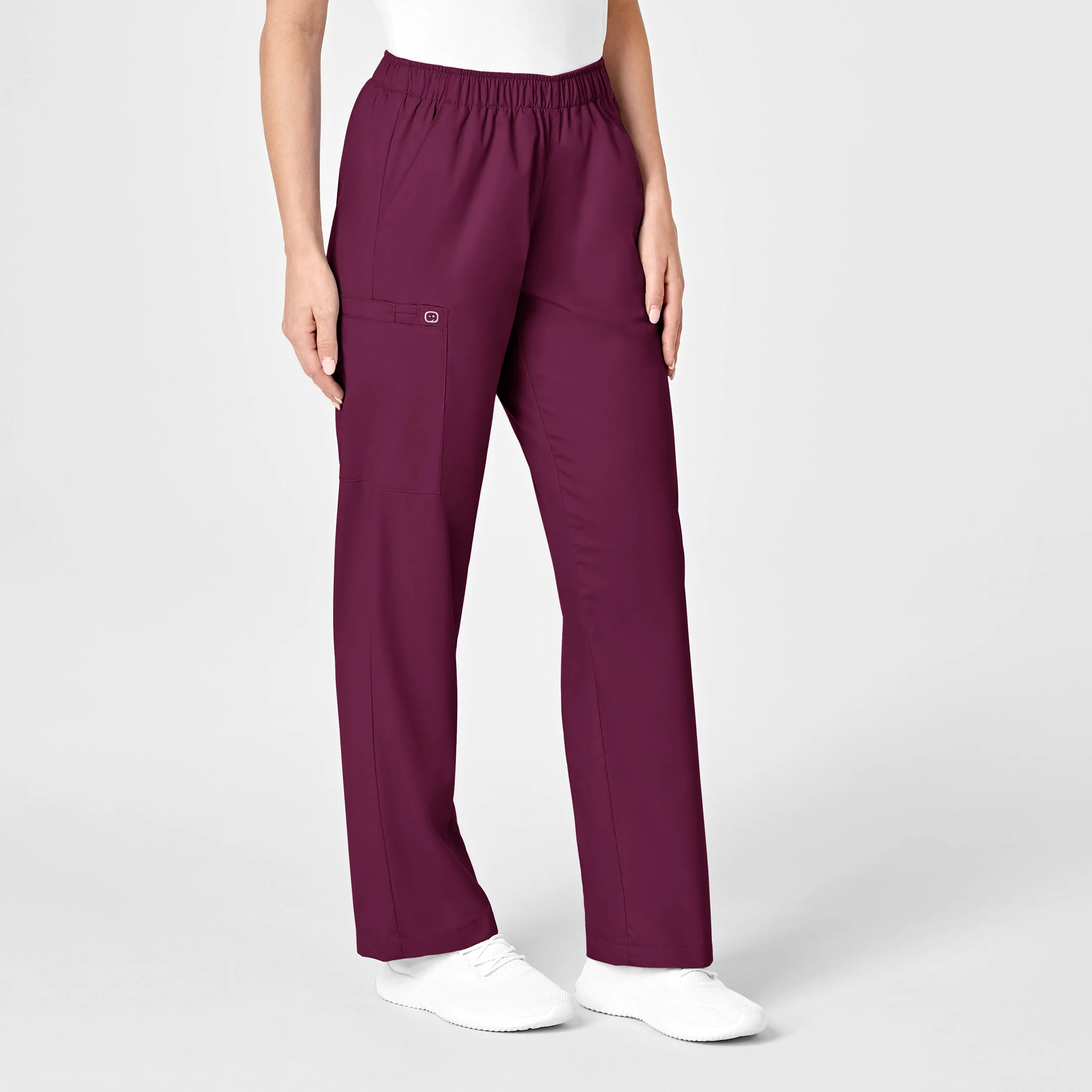 WonderWORK Women's Pull-On Cargo Scrub Pant - Wine