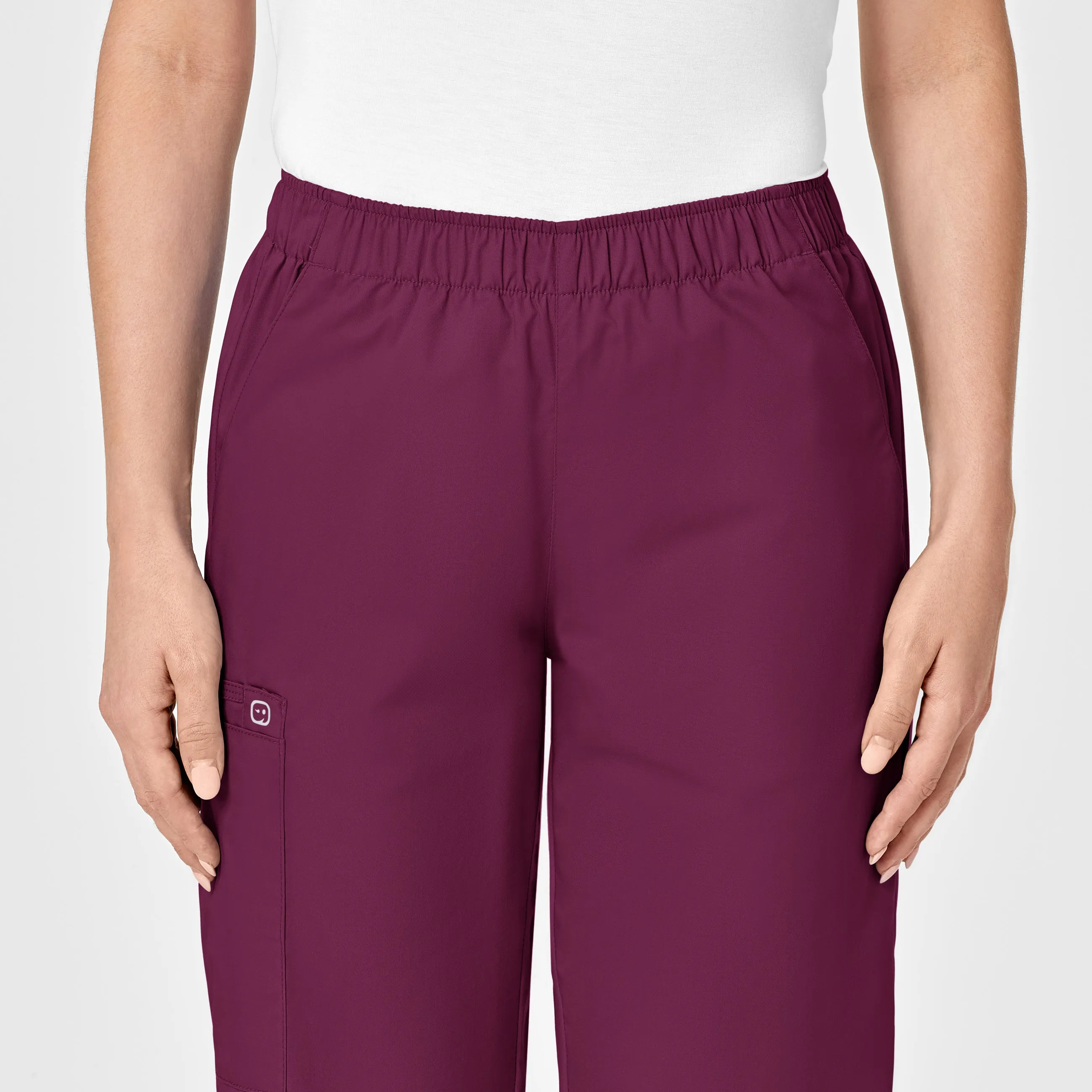 WonderWORK Women's Pull-On Cargo Scrub Pant - Wine