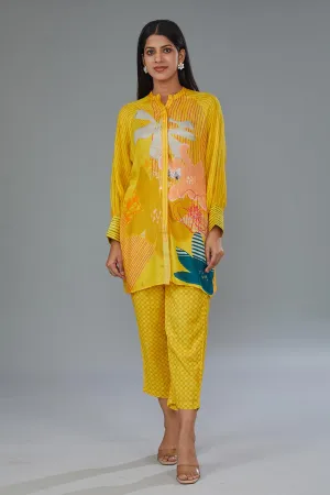 Yellow Printed Tunic & Pant Set